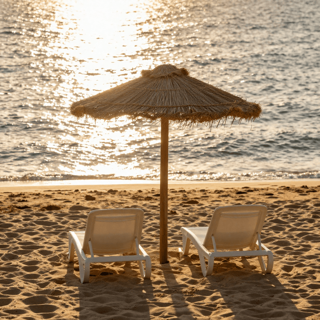 Mallorca beach with sunbeds